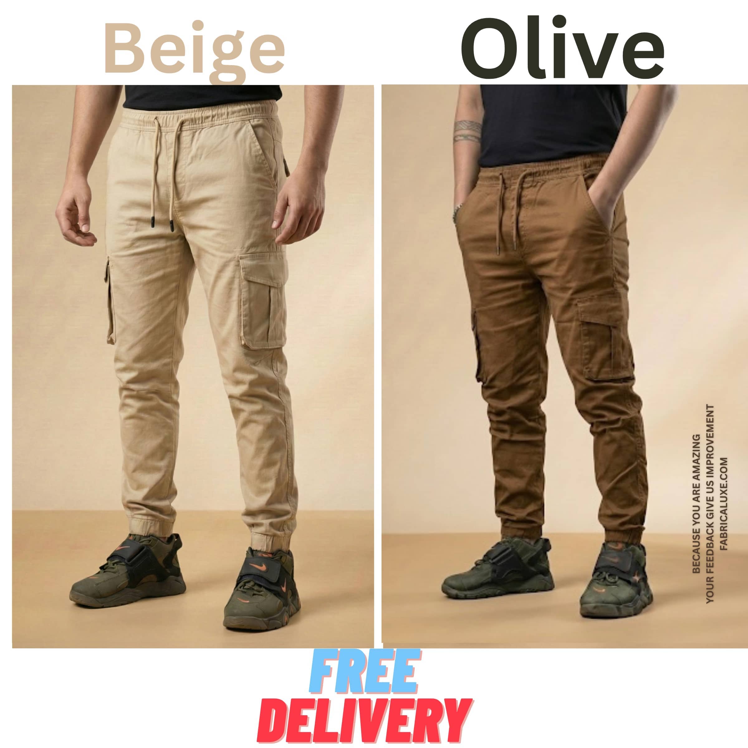 2 pcs combo OLIVE AND BLACK color 6 pocket cargo pant